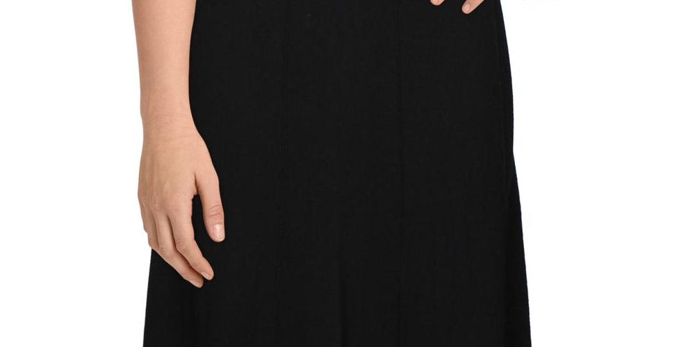 Saia feminina Anne Klein com forro elástico, preta, tamanho grande