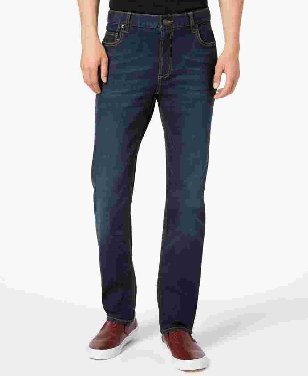 Calça jeans reta masculina American Rag, tamanho médio, azul, 34x34