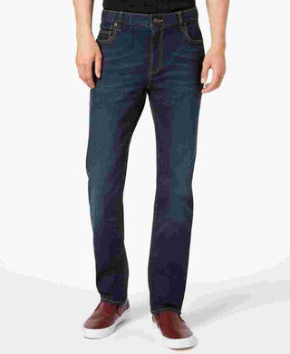 Calça jeans reta masculina American Rag, tamanho médio, azul, 34x34
