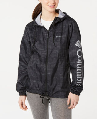 Jaqueta corta-vento feminina Columbia Flash Forward estampada, preta, tamanho grande