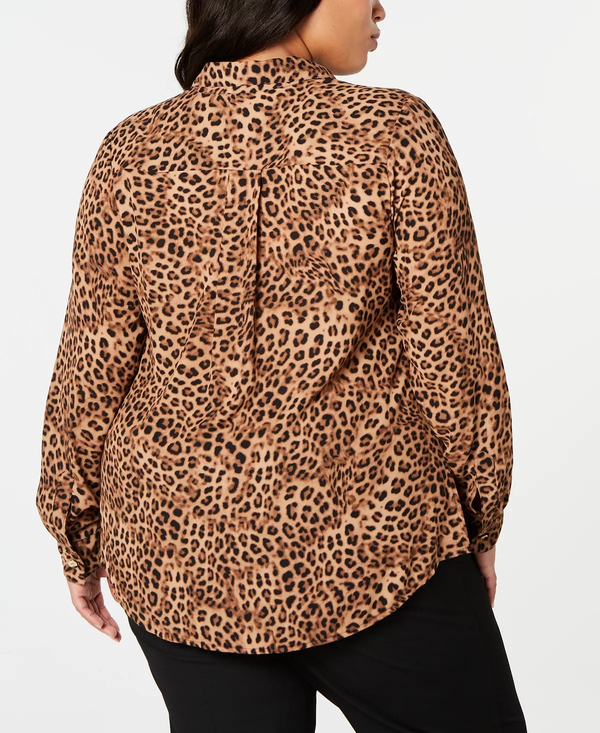 Camisa feminina plus size Charter Club com estampa animal, bege, tamanho 0X