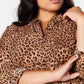 Camisa feminina plus size Charter Club com estampa animal, bege, tamanho 0X