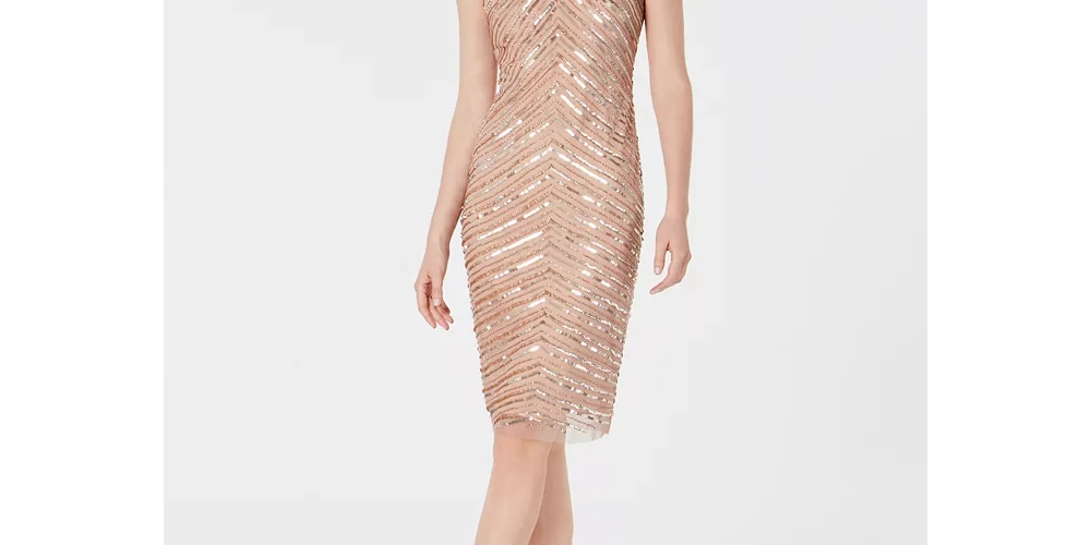 Vestido justo com contas feitas à mão, rosa, tamanho 10, da Adrianna Papell