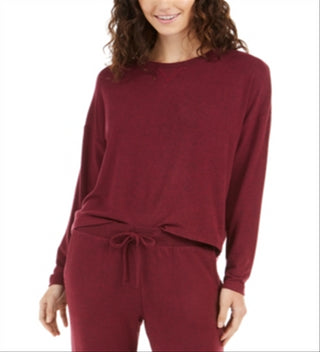 Blusa de dormir de manga comprida Alfani Cozy Knit, vinho, tamanho G