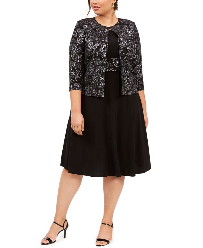 Vestido midi de manga comprida feminino Jessica Howard, preto, tamanho 18W