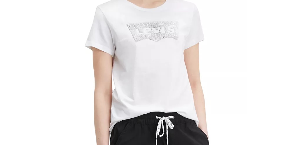 Camiseta Levi's Feminina Perfect Logo Manga Curta Gola Redonda Preta Tamanho X-G