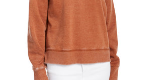 Hippie Rose Juniors' Mock-Neck Sweatshirt Brown Size Large
