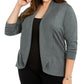 Karen Scott Cardigan Feminino Plus Size Aberto na Frente, Cinza Escuro, Tamanho 0X