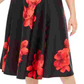 Vestido de festa Calvin Klein feminino, com zíper, floral, sem mangas, gola alta, midi, estilo flare, vermelho, tamanho 14W