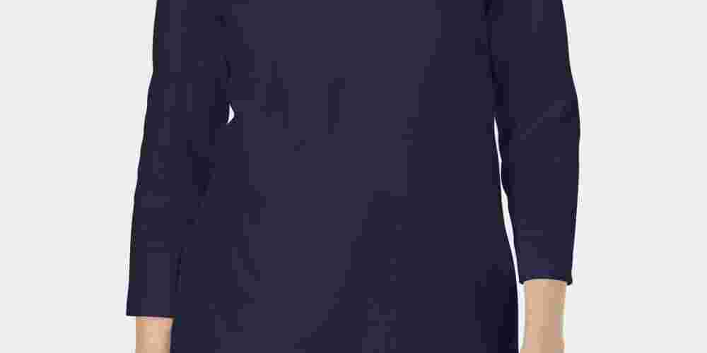 Blusa feminina Karen Scott manga três quartos azul tamanho pequeno