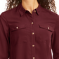 Camisa feminina pequena e lisa com botões Charter Club, vinho, tamanho G