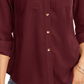Camisa feminina pequena e lisa com botões Charter Club, vinho, tamanho G