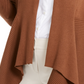 Cardigan feminino canelado com bainha de lenço JM Collection marrom tamanho XX-G