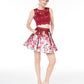 Vestido Trixxi Juniors 2 peças, renda, estampa floral, justo e evasê, tamanho 9, vinho