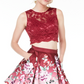 Vestido Trixxi Juniors 2 peças, renda, estampa floral, justo e evasê, tamanho 9, vinho