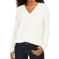 Suéter feminino Lucky Brand Chenille com decote em V, branco, tamanho X-S