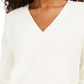 Suéter feminino Lucky Brand Chenille com decote em V, branco, tamanho X-S