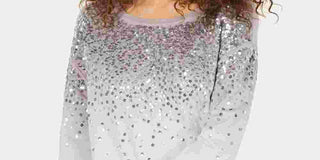 Moletom feminino com lantejoulas INC International Concepts, branco, tamanho pequeno