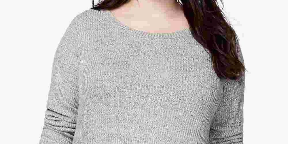 Top feminino plus size da Rachel Roy com zíper e bainha cinza, tamanho 3X