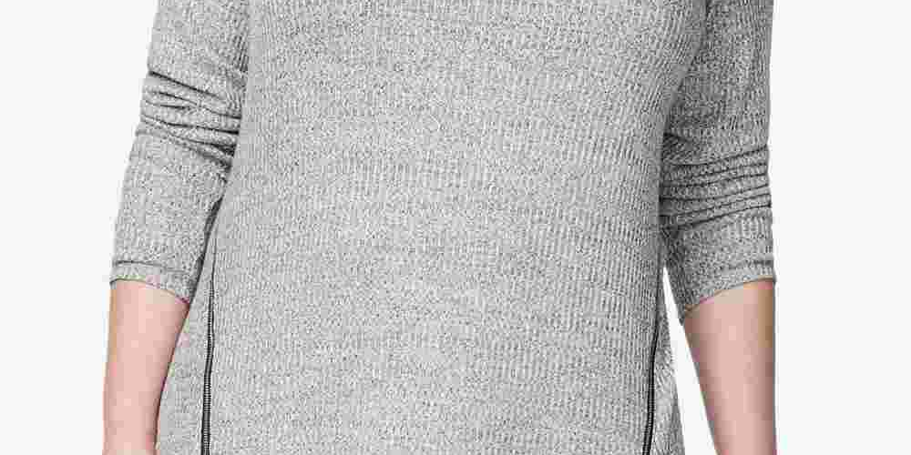 Top feminino plus size da Rachel Roy com zíper e bainha cinza, tamanho 3X