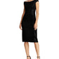 Vestido de festa feminino Ralph Lauren, sem mangas, com lantejoulas, ombro de fora, comprimento até o joelho, preto, tamanho 4