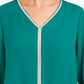 Blusa feminina com bainha em camadas e joias da coleção JM, verde, tamanho extragrande