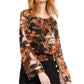 INC International Concepts Blusa camponesa franzida feminina, preta, tamanho pequeno