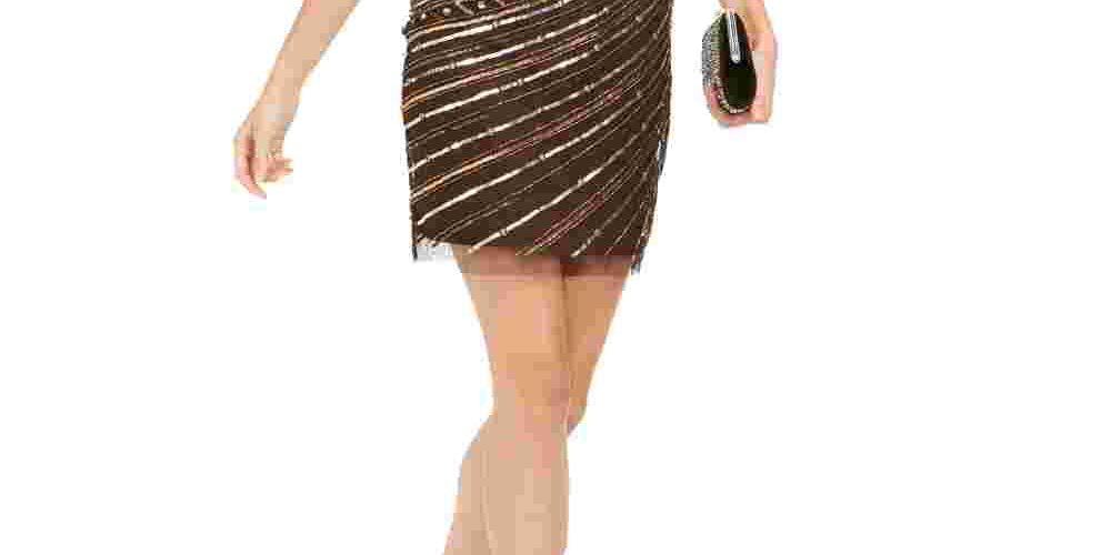 Vestido tubinho de um ombro só com lantejoulas Adrianna Papell feminino tamanho 6