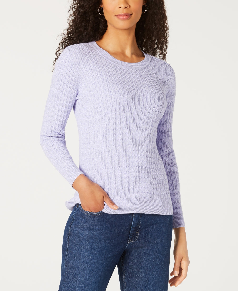 Karen Scott Suéter de tricô trançado de algodão para bebê feminino, roxo, tamanho médio