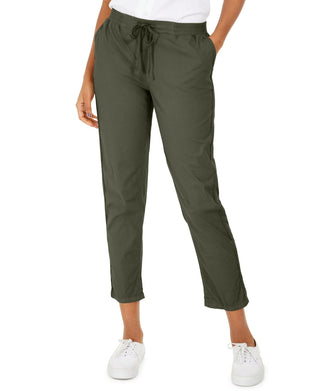 Style & Co Women's Pull On Cuffed Utility Pants Green Size 14