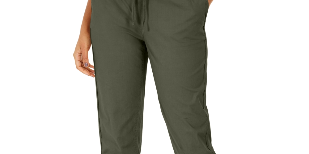 Calça utilitária com punho e fecho pull-on feminina Style &amp; Co, verde, tamanho 14