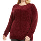 Karen Scott Suéter Feminino Plus Size em Tricô com Cordão em Chenille Vermelho Tamanho 3X