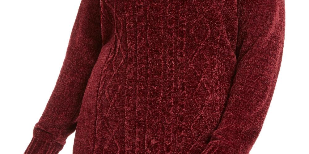 Karen Scott Suéter Feminino Plus Size em Tricô com Cordão em Chenille Vermelho Tamanho 3X