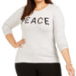 Blusa feminina plus size com manga comprida e detalhes embelezados, cinza, tamanho 1X