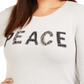 Blusa feminina plus size com manga comprida e detalhes embelezados, cinza, tamanho 1X