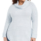Suéter feminino plus size com gola careca e acabamento em malha waffle, estilo &amp; co, azul, tamanho 3X
