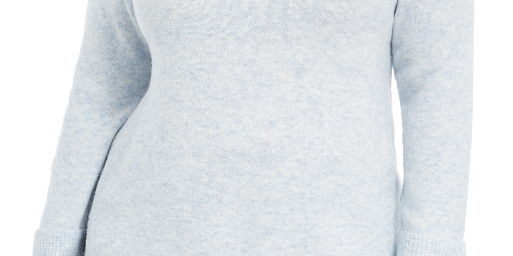 Suéter feminino plus size com gola careca e acabamento em malha waffle, estilo &amp; co, azul, tamanho 3X