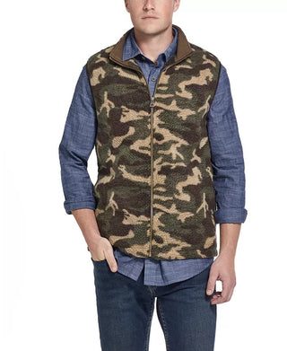 Jaqueta masculina à prova de intempéries com estampa camuflada e colete de lã de seixo verde tamanho extragrande