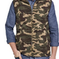 Jaqueta masculina à prova de intempéries com estampa camuflada e colete de lã de seixo verde tamanho extragrande