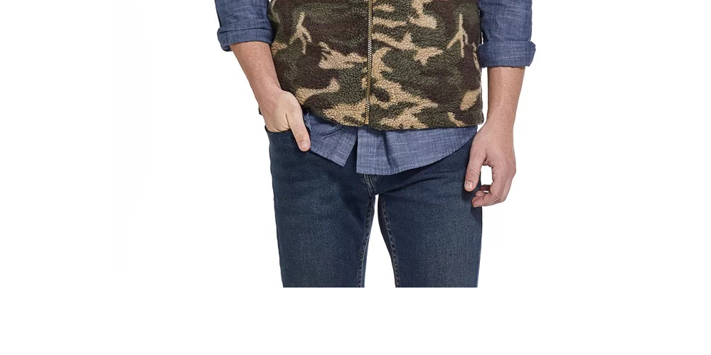 Jaqueta masculina à prova de intempéries com estampa camuflada e colete de lã de seixo verde tamanho extragrande