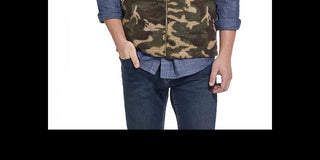 Jaqueta masculina à prova de intempéries com estampa camuflada e colete de lã de seixo verde tamanho extragrande