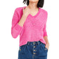 Suéter curto feminino Bar III com decote em V e ilhós, rosa, tamanho XX-G