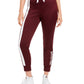 Calça de moletom feminina Juicy Couture de algodão com listras laterais, vinho/branco/dourado, tamanho médio