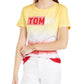 Camiseta feminina Tommy Hilfiger com estampa de logo, manga curta e gola redonda, preta/branca, tamanho GG