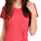 Vestido tubinho acima do joelho com estampa de nervuras coral Ultra Flirt feminino, manga curta, gola redonda, vermelho, tamanho X-S