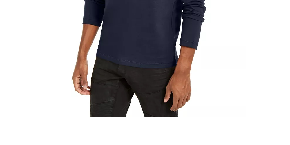 Moletom com capuz masculino INC International Concepts com zíper de um quarto, azul, tamanho pequeno