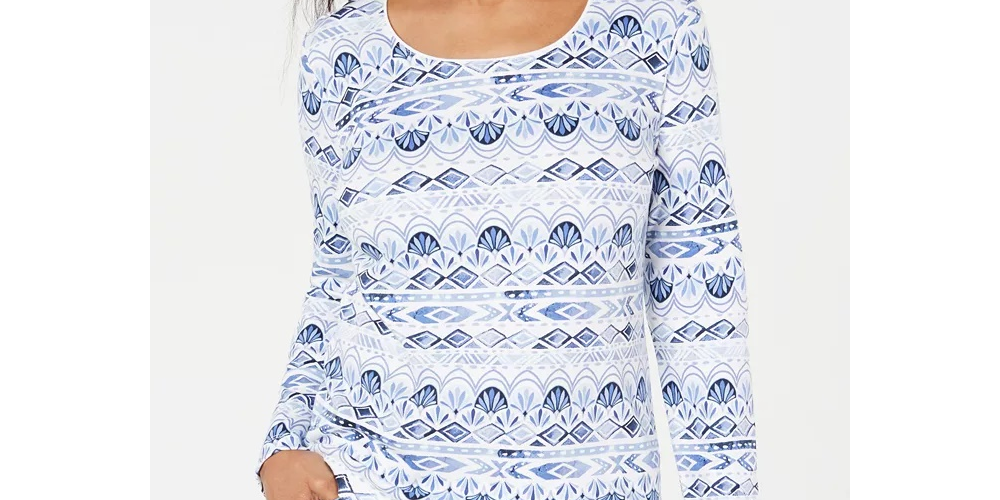 Karen Scott Blusa feminina aquarela com decote redondo, branca, tamanho grande