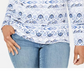 Karen Scott Blusa feminina aquarela com decote redondo, branca, tamanho grande