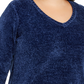 Karen Scott Suéter Feminino Plus Chenille Gola V Azul Tamanho 0X