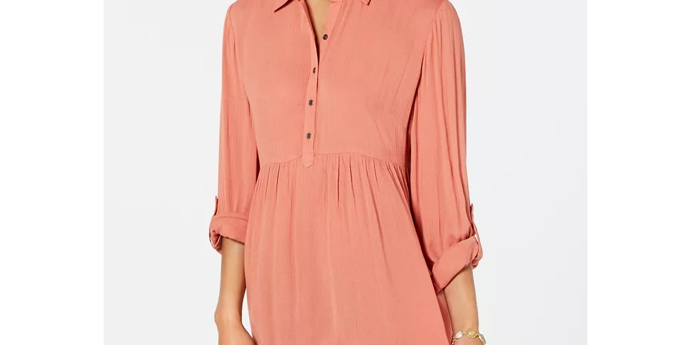 Camisa túnica babydoll feminina Style &amp; Co laranja tamanho PL